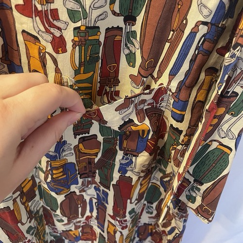 Vintage Newport Blue Golf Clubs Bags All Over Print Button Shirt Men Large Dad - Picture 7 of 13