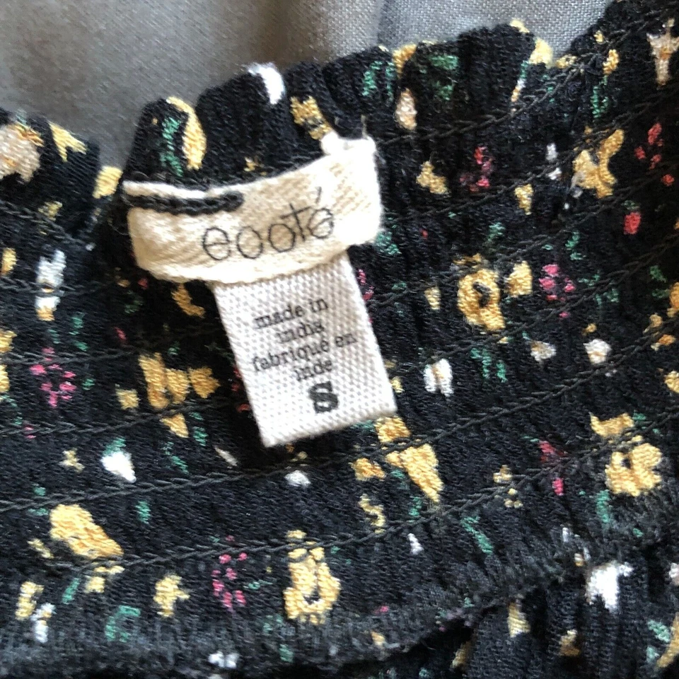 ecote Shorts Women's Small Black Floral Print Pull On Elastic Waist Regular Fit - Image 2 of 4