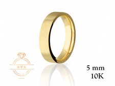 10K Yellow Gold 5mm FLAT Wedding Band Ring-Comfort Fit Solid Gold Matte Brushed