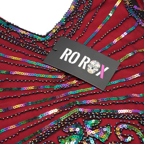 20er Jahre Gatsby Party Pailletten Flapper Kleid - Damen Vintage Fransen Cocktailkleid - Bild 50 von 56