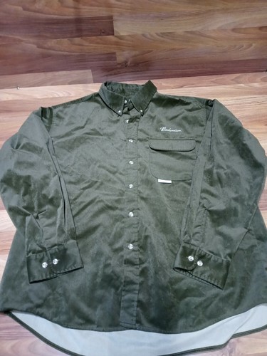 Vintage Budweiser Long Sleeve Green Shirt 2XL Button Up Embroidered 100% Cotton
