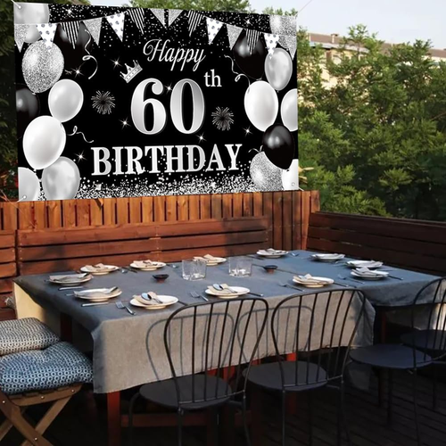 60Th Birthday Decorations for Men Women Happy 60Th Birthday Banner Large Size Bl - Picture 4 of 7
