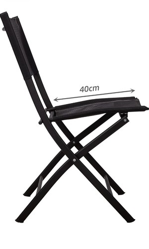 Homecall Garden camping folding chair black textilene Black - Picture 2 of 6