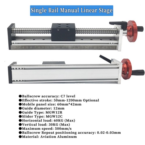 Manual Linear Ball screw Actuator 5-40kg CNC Slide Table Motion Stage Handwheel - Picture 5 of 16