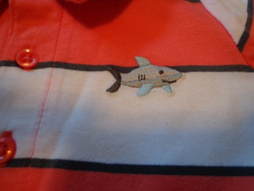 CARTER'S boy's sz 12 months NWT cotton short sleeve outfits (2) shark & subs   - Picture 6 of 7
