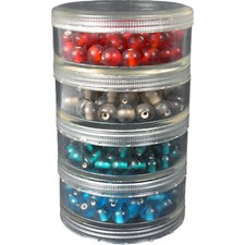 4 Clear Plastic Round Storage Jars Beads Crafts Jewelry