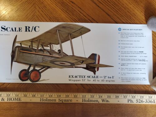 VINTAGE TOP FLITE Poster S.E. 5a WWI RC MODEL AIRPLANE KIT - Picture 3 of 4
