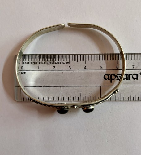 Brazalete brazalete de ónix negro natural chapado en plata de ley 925, joyerí... - Imagen 4 de 5