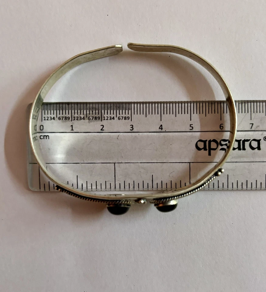 Brazalete brazalete de ónix negro natural enchapado en plata de ley 925, pulsera joyería 7 Foto 4 de 4