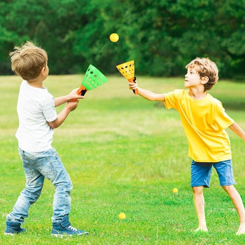 Pop and Catch Ball Game Outdoor Indoor 4 Catch Launcher Baskets 8 Balls - Picture 2 of 7