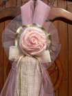 Set of 10. Vintage Wedding decor, Chair bow, Pew Bows, Aisle pink satin, burlap