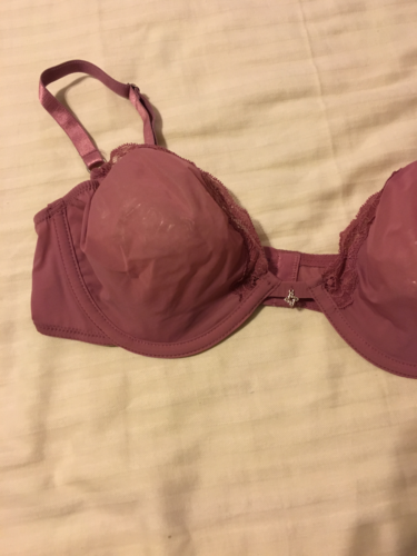 Vera Wang Bra: Sheer w/Lace Trim, Under Wire Adj. Strap: Coral Stone, C or D Cup - Picture 2 of 4