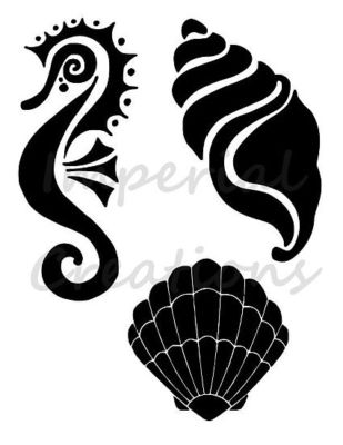 Seahorse Sea Horse Seashell Sea Shells Multiple 8.5/" x 11/" Stencil FREE SHIPPING