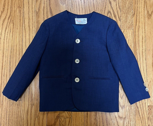 VTG Navy Imp Originals Boys Suit Blazer/Shorts/Lg Sl White Shirt 4T 60's Styling - Picture 2 of 9