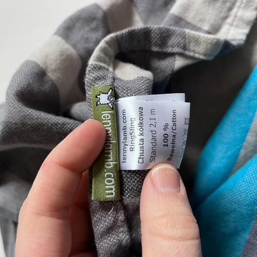 Lenny lamb ring sling baby infant carrier standard 100% cotton blue grey striped - Picture 4 of 4
