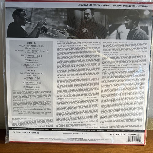 Gerald Wilson MOMENT OF TRUTH Blue Note Tone Poet Record VINYL LP - New/sealed! - Picture 2 of 3