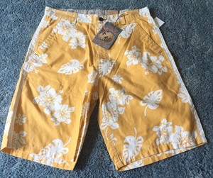 NEW-Arizona-Jean-Co-Men-039-s-Yellow-White-Hawaiian-Print-Shorts-30-NWT
