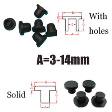 Black 3-14mm Silicone Rubber Stopper Plug Blanking End Cap Tube Pipe Insert Bung