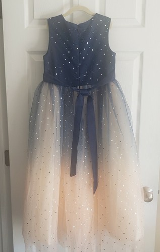 Jr Bridesmaid Dress Navy Blue Ombre Girl Formal Gown Wedding Star Celestial 9/10 - Picture 3 of 10