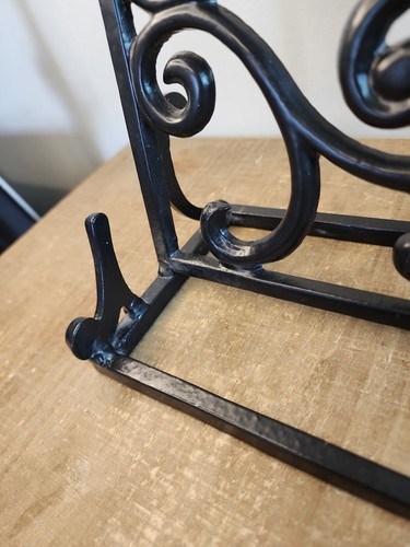 Cast Iron Cookbook Stand Recipe Book Holder Heavy Black Metal Decorative Scroll - Picture 10 of 12
