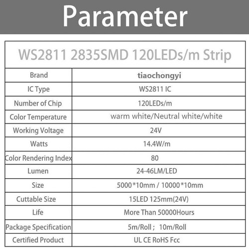 DC24V WS2811 IC LED Chasing Light strip 2835 120led/m with Dimmer controller kit - Picture 9 of 20