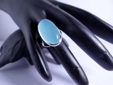Nice Blue Chalcedony Gemstone 925 Sterling Silver Handmade Ring All Size B-96