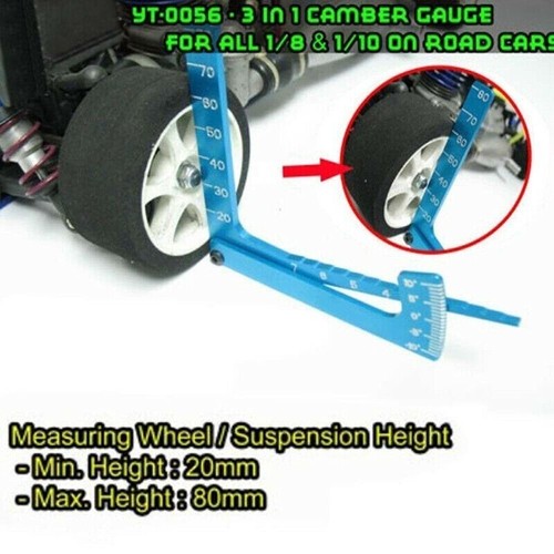 Usefully Best High Quality Camber Gauge Up Blue Car For 1/8 1/10 RC Ruler - Picture 8 of 10