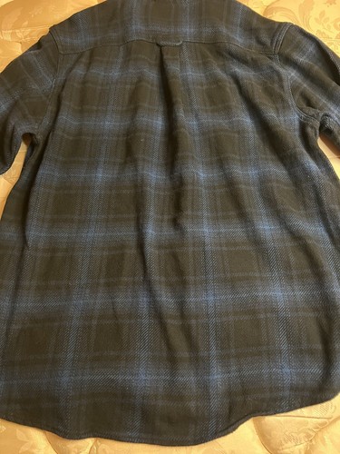 Orvis Heavy Large Blue & Black Plaid Long Sleeve Flannel Shirt Shacket w Pockets - Picture 13 of 24