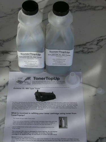 Two Bottle Toner Refill for Goldstar GL GLX 630 660 Workcentre Pro 610 6R00833 - Picture 2 of 2