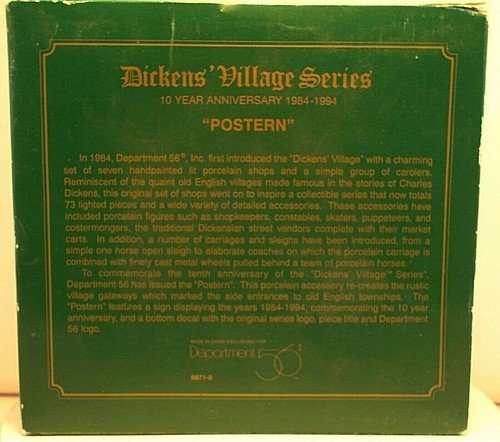 DEPT 56 Hertiage Village DICKENS SERIES Postern 9871-0 10th Anniversary - Picture 8 of 8