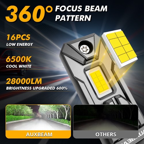 AUXBEAM 28000LM LED Headlight Bulbs 9005 High H11 Low Beam 6500K 1:1 Plug&Play - Picture 3 of 15