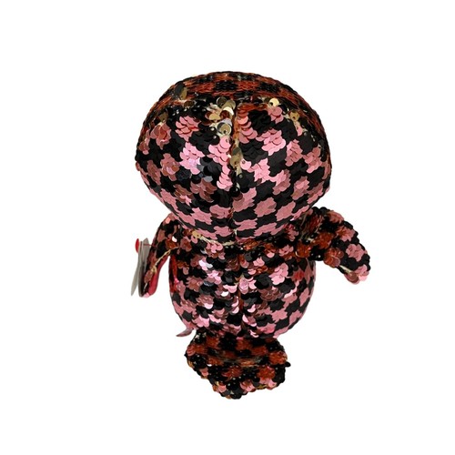 Peluche imbottito TY Flippables Checks the Bird nuovo con etichetta 6" rosa nero - Foto 3 di 9