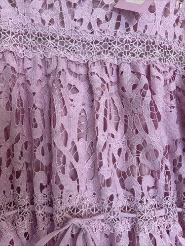 Just me Lace Lace Overlay Ruffle Pink Mini Dress Size Lrg NWT - Picture 3 of 5