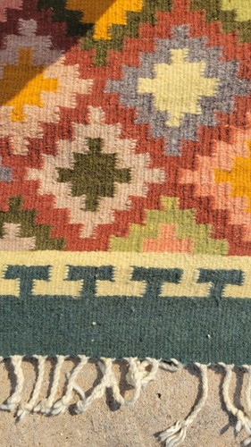 Handgefertigter Vintage Wollteppich Geometrisch Aztek Indianer 123" x 33" - Bild 3 von 4