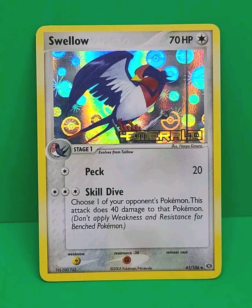 Pokemon EX Emerald Stamped Swellow Reverse Holo 41/106 TCG Card 2005 Set 