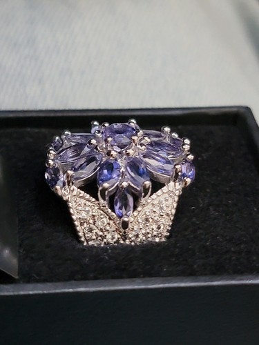 Stunning Size 7 Estate Find Amethyst Cocktail Ring Signed Sterling Silver 925 - Picture 3 of 7