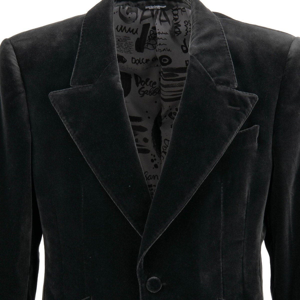 DOLCE & GABBANA Long Velvet Tuxedo Blazer Jacket Black 50 US 40