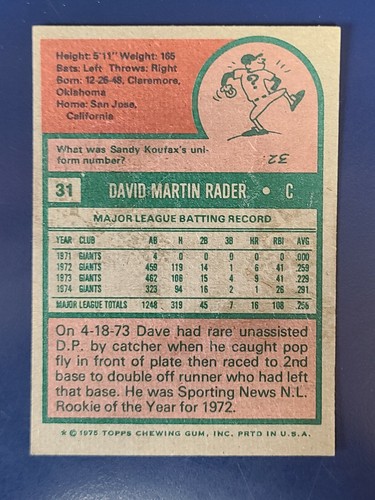 Tarjetas de béisbol Topps 1975 completan tu conjunto que elijas elegir cada una #1 - 220 - Imagen 25 de 225