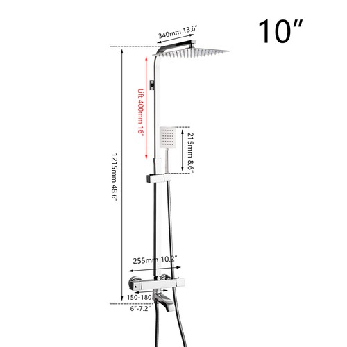 Thermostatic Shower Set Faucet w/ Hand Sprayer Chrome Plate Rainfall Shower Tub - Picture 3 of 37