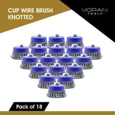 3" Twist (Knot) Wire Cup Brush 5/8"-11NC Threads For Angle Grinder - 18 Pack