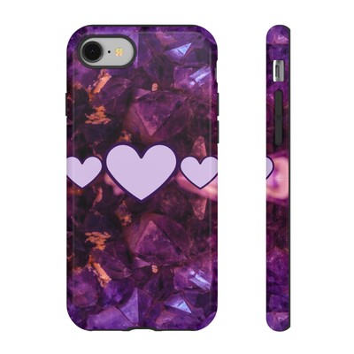Amethyst Heart Durable Phone Case for Iphone, Samsung Galaxy, and Google Pixel