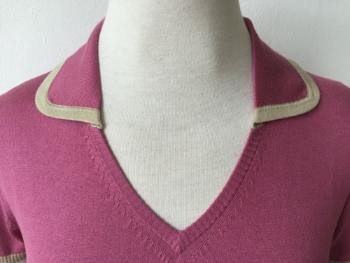 Damen Polo Pulli aus Seide Kurzarm Gr.XS/34 Fb. beige u. beere Räumungsverkauf - Bild 4 von 11