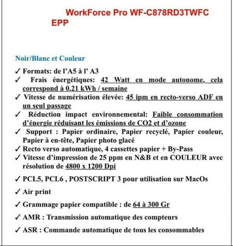 EPSON Workforce Pro WF-C878RD3TWFC EPP Wi-Fi Printer - Afbeelding 2 van 3
