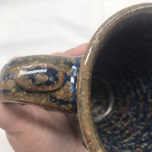 STUMO art pottery mug Kansas State University Blue Brown Speckle potters wheel - Picture 5 of 6