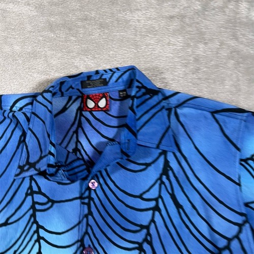 Vintage 2002 Marvel Spider-Man AOP Boys Size Medium Short Sleeve Button-Up - Picture 4 of 11
