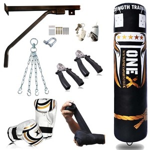 Heavy Filled 15 Piece 5ft Boxing Punch Bag Set Gloves Bracket Punching Gloves Chains MMA Pad