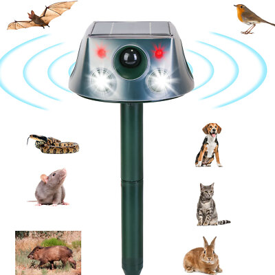 Ultrasonic Solar Animal Repeller for Yard 6 Modes Outdoor Cat 