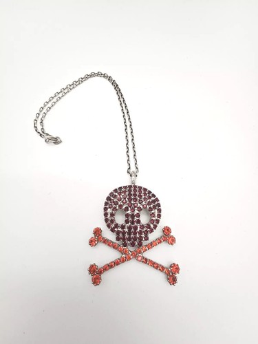 Tarina Tarantino Vintage Y2K Red Skull & Bones Necklace Swarovski Crystals NWT ☠ - Picture 8 of 14