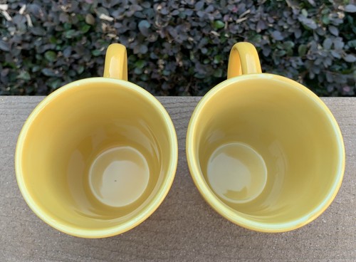 Wedgwood Emeril's Market Set of 2 Butter Golden Yellow Embossed Rings Solid Mugs - Picture 10 of 14