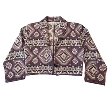 90s Flashback Western Tapestry Crop Aztec Jacket Blazer Women’s Large VTG Rodeo